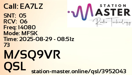 QSL Card for M/SQ9VR QSO with EA7LZ