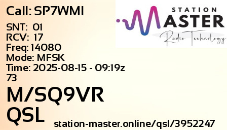 QSL Card for M/SQ9VR QSO with SP7WMI