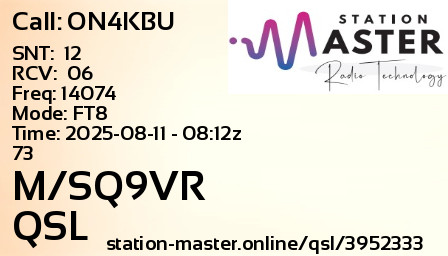 QSL Card for M/SQ9VR QSO with ON4KBU