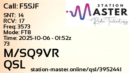 QSL Card for M/SQ9VR QSO with F5SJF