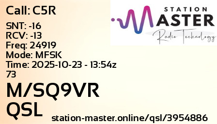 QSL Card for M/SQ9VR QSO with C5R