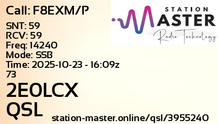 QSL Card for 2E0LCX QSO with F8EXM/P