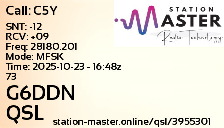 QSL Card for G6DDN QSO with C5Y