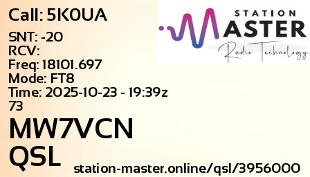QSL Card for MW7VCN QSO with 5K0UA