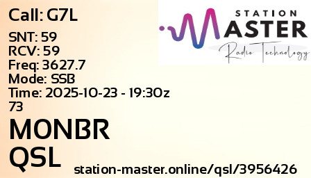 QSL Card for M0NBR QSO with G7L