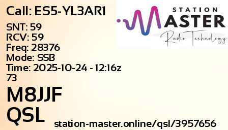 QSL Card for M8JJF QSO with ES5-YL3AR1