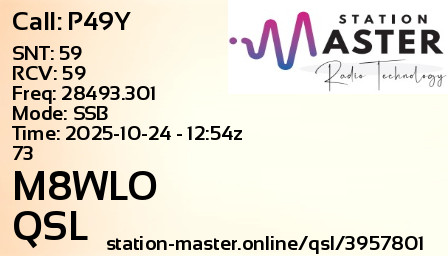 QSL Card for M8WLO QSO with P49Y