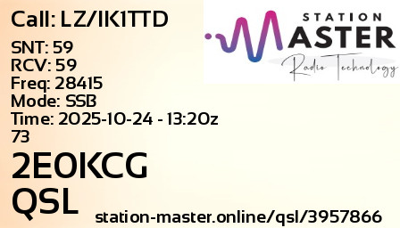 QSL Card for 2E0KCG QSO with LZ/IK1TTD