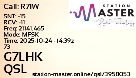 QSL Card for G7LHK QSO with R7IW