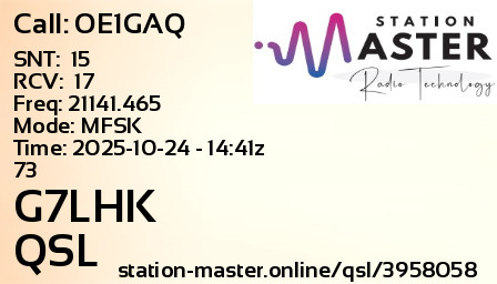 QSL Card for G7LHK QSO with OE1GAQ