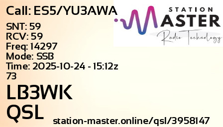 QSL Card for LB3WK QSO with ES5/YU3AWA