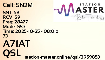QSL Card for A71AT QSO with SN2M