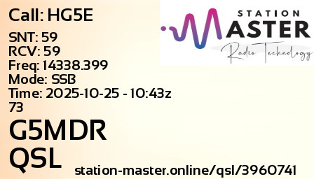 QSL Card for G5MDR QSO with HG5E