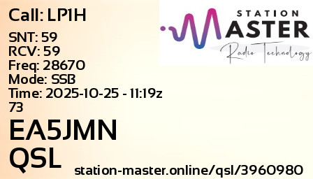 QSL Card for EA5JMN QSO with LP1H