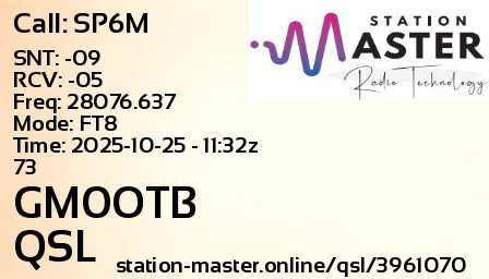 QSL Card for GM0OTB QSO with SP6M