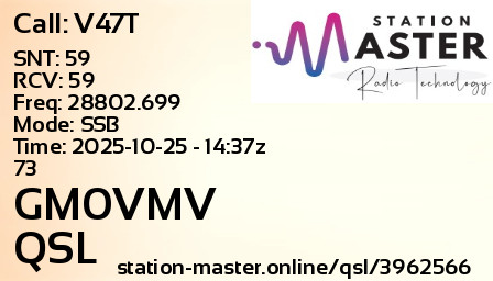 QSL Card for GM0VMV QSO with V47T