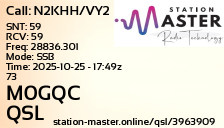 QSL Card for M0GQC QSO with N2KHH/VY2