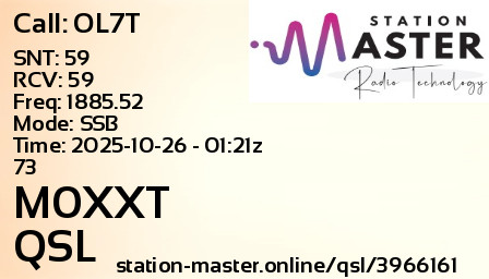 QSL Card for M0XXT QSO with OL7T