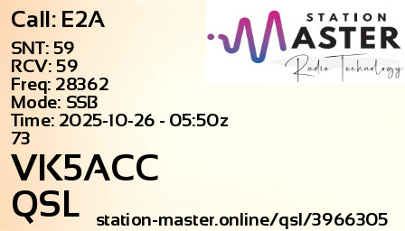 QSL Card for VK5ACC QSO with E2A