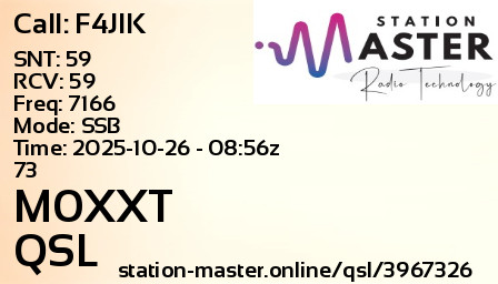 QSL Card for M0XXT QSO with F4JIK