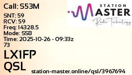 QSL Card for LX1FP QSO with S53M