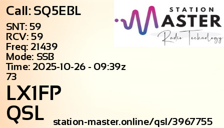 QSL Card for LX1FP QSO with SQ5EBL