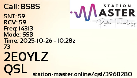 QSL Card for 2E0YLZ QSO with 8S8S