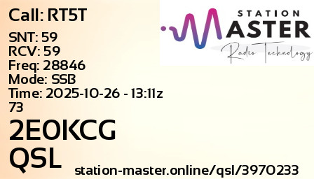 QSL Card for 2E0KCG QSO with RT5T