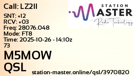 QSL Card for M5MOW QSO with LZ2II
