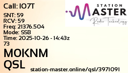 QSL Card for M0KNM QSO with IO7T