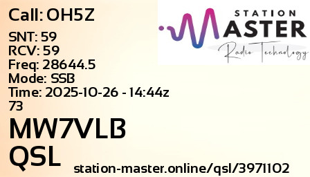 QSL Card for MW7VLB QSO with OH5Z