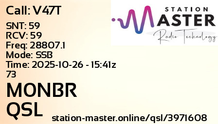 QSL Card for M0NBR QSO with V47T