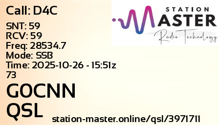 QSL Card for G0CNN QSO with D4C
