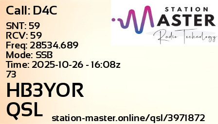 QSL Card for HB3YOR QSO with D4C