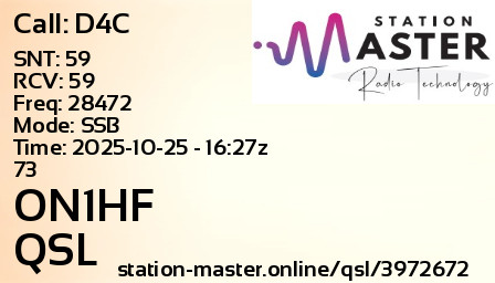 QSL Card for ON1HF QSO with D4C