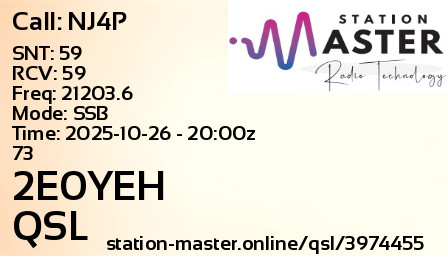 QSL Card for 2E0YEH QSO with NJ4P