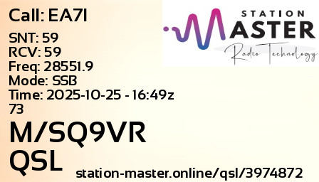 QSL Card for M/SQ9VR QSO with EA7I