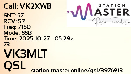 QSL Card for VK3MLT QSO with VK2XWB