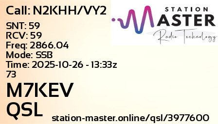 QSL Card for M7KEV QSO with N2KHH/VY2