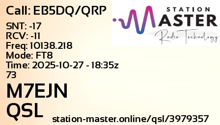 QSL Card for M7EJN QSO with EB5DQ/QRP