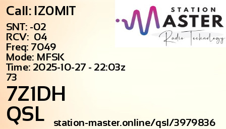 QSL Card for 7Z1DH QSO with IZ0MIT