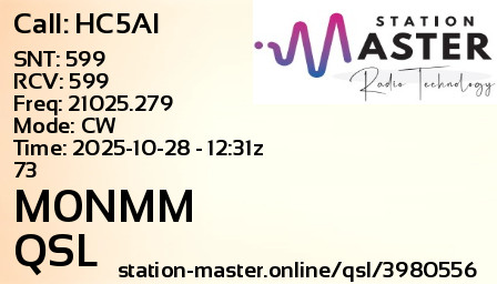 QSL Card for M0NMM QSO with HC5AI