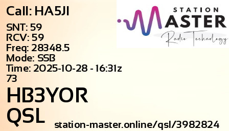 QSL Card for HB3YOR QSO with HA5JI