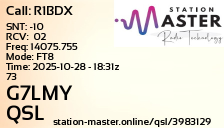 QSL Card for G7LMY QSO with R1BDX