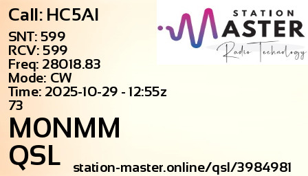 QSL Card for M0NMM QSO with HC5AI
