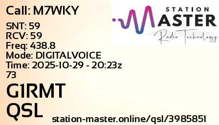 QSL Card for G1RMT QSO with M7WKY