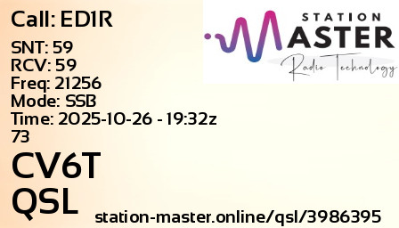 QSL Card for CV6T QSO with ED1R