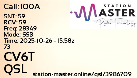 QSL Card for CV6T QSO with IO0A