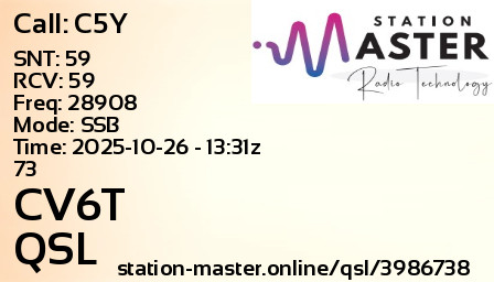 QSL Card for CV6T QSO with C5Y