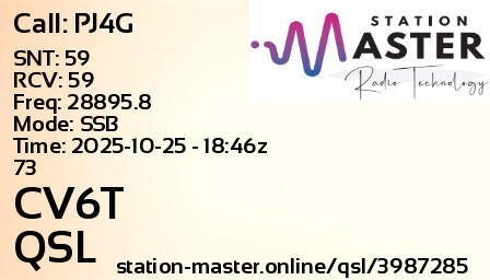 QSL Card for CV6T QSO with PJ4G